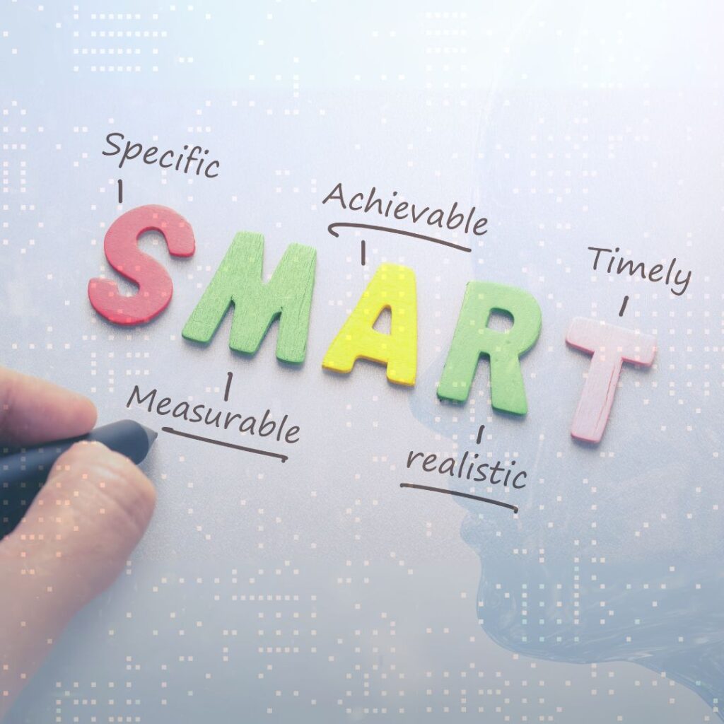 SMART: Specific, Measurable, Achievable, Relevant, and Time-bound.